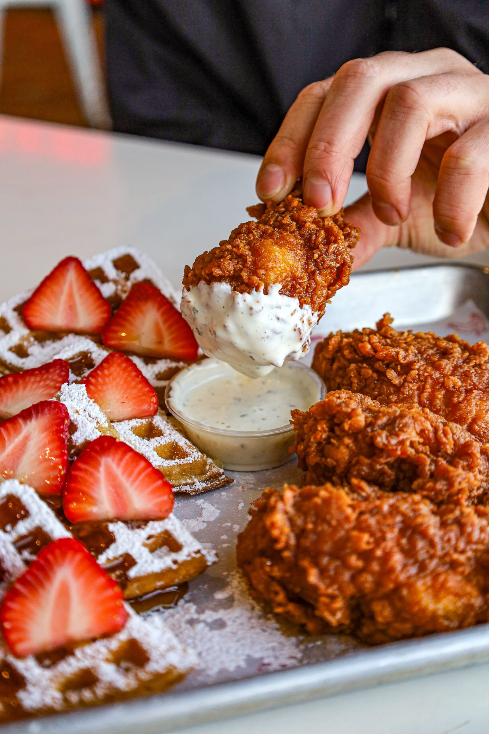 Hot Honey Wings and Waffle